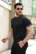 Erkek Bisiklet Yaka Ribanalı Kısa Kollu Tshirt resmi
